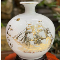 (VÀNG KIM) Bình hút lộc thuận buồm xuôi gió, lộc bình gốm sứ bát tràng cao cấp, bình tài lộc bát tràng