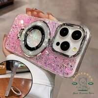 Vàng Lá Thả Keo Lấp Lánh Giá Đỡ Ốp Lưng Điện Thoại iphone15 Pro Max 14 13 12 11 Vỏ Cho iPhone Ốp Lưng TPU Silicon Mềm Vỏ Bảo Vệ Toàn Diện Chống Sốc