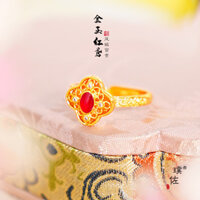 Vàng Shop Cát Hoa Vàng Lụa Phượng Hoàng Bud Nhẫn Nữ Giàu Có Tuyệt Đẹp Trung Quốc Retro Nhẫn Nữ Quà Tặng #JZ223JZ#