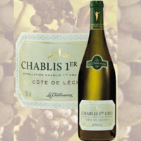 Vang trắng Pháp Chablis Premier Cru Cote De Lechet 13% vol chai 750 ml x 6 chai nhập khẩu nguyên thùng