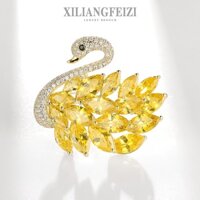 Vàng Zircon Thiên Nga Thổ Cẩm Quần Áo Thời Trang Phụ Kiện Động Vật Thổ Cẩm Pin Quà Tặng Cao Cấp Unisex Đa Năng