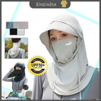 [Vành lớn] Mũ chống nắng Mũ trùm đầu dây rút Mũ trùm đầu nam và nữ Mặt nạ Muslin cổ bằng lụa băng có khăn trùm đầu Áo Hoodie