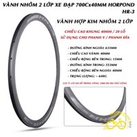 Vành nhôm không nan hoa xe đạp HORPOND HR-3 700Cx40mm 20 Lỗ 24 Lỗ