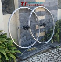 Vành Trước 1,6cm + Hub LEGEND Bạc Đạn 32 Đũa 700c- Trắng- Fixed Gear - Bạc (Chiếc)