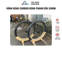Vành xe đạp thể thao Road Carbon Bora Phanh đĩa thả - Đen chữ trắng - 50mm (24-24 nan)