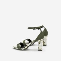 Vascara - Giày Ankle Strap Hoa Mẫu Đơn Quai Ngang - Màu Xanh Rêu [Chất lượng]