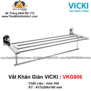 Vắt khăn giàn inox 304 Vicki VKG906