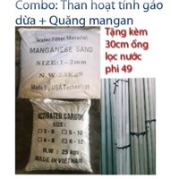 vật liệu lọc nước lọc phèn, khử mùi, khử kim loại trong nước: 10kg than gáo dừa, 10kg cát mangan