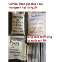 vật liệu lọc nước, lọc phèn, khử mùi, tăng pH trong nước: 15kg than gáo dừa, 10kg mangan, 5kg pH