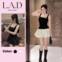 Váy 2 Dây Bản To Cổ Vuông Kèm TAG Trái Tim Miu, Đầm Đi Tiệc- Thiết Kế Chân Váy Bồng Xòe Dạng Boom LAD Boutique