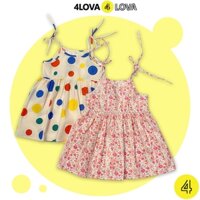 Váy 2 dây bé gái 4LOVA chất thô cotton thoáng mát kiểu dáng dễ thương hàng chính hãng KID-V0206