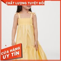 Váy 2 dây bé gái đính nơ, đầm đi chơi cho bé hàng xuất khẩu