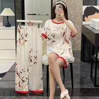 Váy 2 dây Bộ Đồ Ngủ Ba Món Bằng Lụa Sữa In Hoạt Hình Dễ Thương Dành Cho Bạn Nữ [Lff0704]