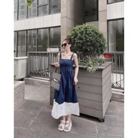 Váy 2 dây bò phối gấu chun ngực siêu hot