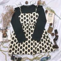 Váy 2 dây chấm bi babydoll