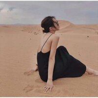 Váy 2 dây cho nữ váy maxi đi biển nữ màu đen body Mẫu mới 2024
