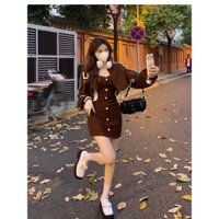 Váy 2 Dây Cúp Ngực, Đầm Xòe Hoa Nổi Kèm Mút Đính Nút Trang Trí Chất Đũi 2 Lớp Kín Đáo Kiểu Dáng Trẻ Trung Xinh Xắn.