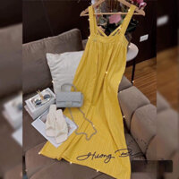 Váy 2 dây đan chéo lưng dáng maxi dài, váy bầu mặc được đi biển đi du lịch