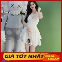 Váy 2 Dây Đáp Chéo Ngực Dáng Xòe Hàng Quảng Châu M2330