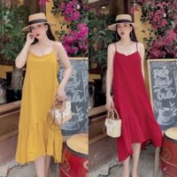 Váy 2 dây đẹp - Đầm bầu maxi Đuôi cá chất đũi mặc đi biển đi chơi đều đẹp V276