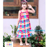 váy 2 dây đi biển cho bé gái hoạ tiết dễ thương đầm đi biển cho bé gái hiệu june with love (12-40kg)