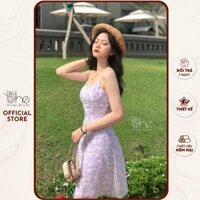 Váy 2 dây hoa nhí voan xinh du lịch She, Đầm váy đi biển mút ngực dễ thương nữ SDX114