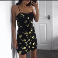 Váy 2 dây hoạ tiết hoa chanh Zara auth
