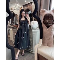 Váy 2 dây họa tiết nơ dáng dài có dây điều chỉnh - Váy maxi 2 dây đi biển