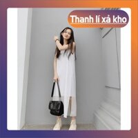 VÁY 2 DÂY TRƠN XẺ TÀ - ĐẦM MAXI VOAN ĐŨI 2 LỚP TRẮNG ĐEN ULZZANG - (Sp sẵn) [deal]