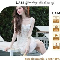 Váy 2 Dây Vải Ren Phối Chân Váy Tơ Dáng Xòe Bèo Chất Liệu Ren Cao Cấp Đẹp Quyến Rũ ,Sang Trọng LAM_09
