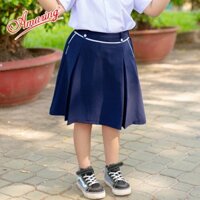 Váy Amazing cho bé gái đi học, chân váy rời học sinh màu xanh với quần bên trong