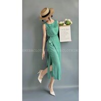 Váy Amour màu xanh ngọc- váy xẻ tà, thắt eo tôn dáng đi làm đi chơi đều xinh Emera