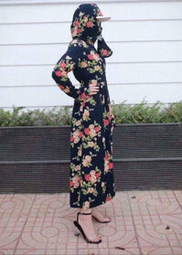 Váy áo chống nắng toàn thân 3 lớp vải lanh nhung Nhật chất xịn mềm êm nhẹ thoáng mát chùm kín chân - L