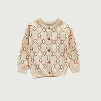 Váy/ Áo khoác len màu cà phê họa tiết tim xinh cho bé 3-24M