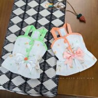 Váy Áo Thỏ Viền Nơ Cho Chó Mèo Mặc Thun Cotton Quần Áo Cho Thú Cưng Cao Cấp Hàn Quốc Hiha Pets.