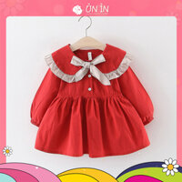 Váy baby doll nơ đỏ cho bé gái phong cách hàn quôc size 8-20kg V191