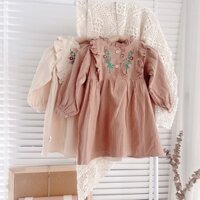 Váy baby doll thêu hoa cho bé gái