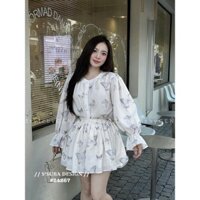 Váy Babydol Tiểu Thư DIEUANHSTORE, Đầm Thiết Kế In Cánh Bướm Cúc Ngọc Tay Phồng Phong Cách Hàn Quốc Nhẹ Nhàng