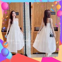 VÁY BABYDOLL 2 DÂY DÁNG MAXI SUÔNG XÒE - ĐẦM 3 TẦNG TRẮNG 2S ULZZANG [Có sẵn]