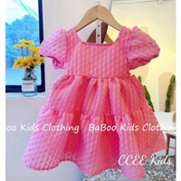Váy Babydoll Bé Gái Phối Lơ Lưng Tay Bồng BaBoo Kids Dáng Nổi Bồng 2 Tầng Điệu Đà V003
