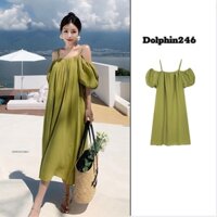 Váy babydoll đầm maxi dài bigsize trễ vai hai dây tay phồng sexy đi biển đi dự tiệc đi du lịch chất mềm mịn 9056 CT-6