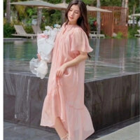 Váy babydoll dáng dài đuôi cá chất voan tơ hai lớp, đầm nữ dáng dài phom rộng trơn tiểu thư