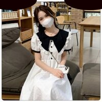 váy babydoll dáng dài Váy Liền Ngọt Ngào Phong Cách Hàn Quốc Váy Dài Vừa Tôn Dáng Gầy Chít Eo Cổ Điển