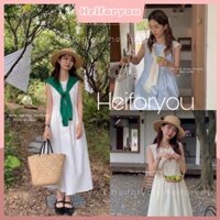 Váy babydoll dáng suông sát nách tặng kèm khăn thuỷ thủ