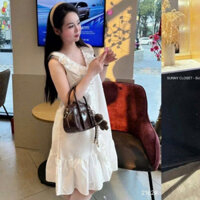 váy babydoll tiểu thư,váy tiểu thư thiết kế sát nách cổ viền bèo lên dáng siêu xinh B216