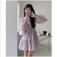 Váy Babydoll tím pastel 2023 ( có ảnh thật )