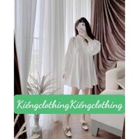 Váy babydoll trắng cổ ren cúc ngọc
