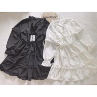 Váy Babydoll Vintage viền bèo tiểu thư siêu xinh 2 màu , Đầm nữ trắng nhiều tầng dáng dài kèm ảnh thật Q003