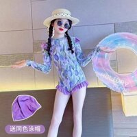 Váy bãi biển, đồ bơi một mảnh nhanh khô, đồ bơi mùa hè dài tay cho bé gái, đồ bơi trẻ em mới phong cách cho bé gái 10 tuổi, đồ bơi công chúa 12