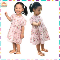Váy bánh bèo đầm bé gái mùa hè CHIPKIDSOFFICIAL váy hoa nhí trẻ em chất cotton lanh mềm mịn thoáng mát cho bé 2 - 6 tuổi